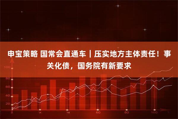 申宝策略 国常会直通车｜压实地方主体责任！事关化债，国务院有新要求